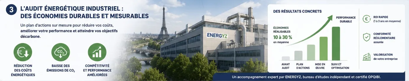 L'audit énergétique industriel : des économies durables et mesurables — Energyz Paris Audit énergétique industriel à Paris : des économies durables et mesurables, réduction des coûts et baisse des émissions de CO2